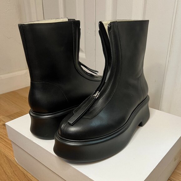 The Row Shoes - TR (The Row) Chunky Leather Zip Front Ankle Boots 38 / fits like 37.5 / US 7